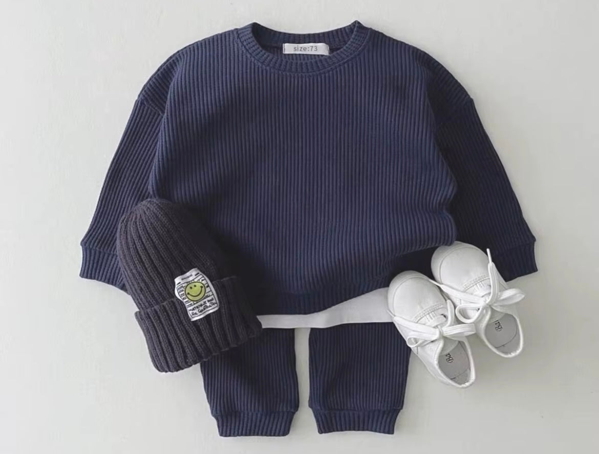 Waffle knit two piece sets