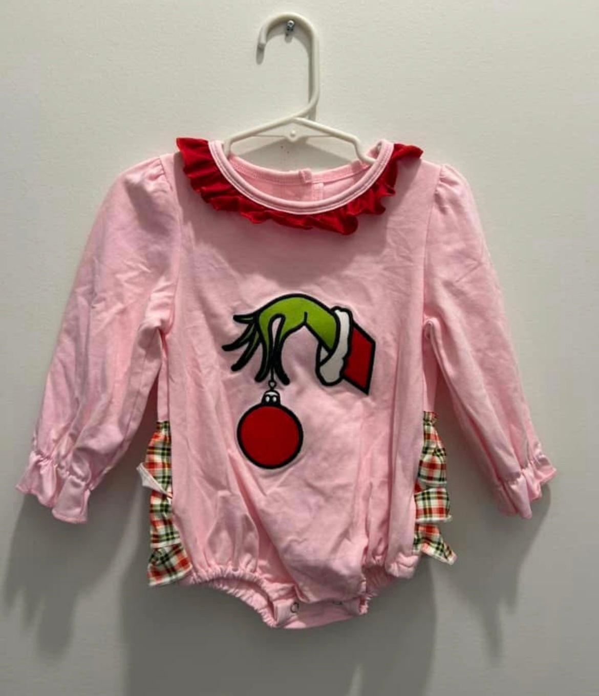 Girls embroidered grinch bubble