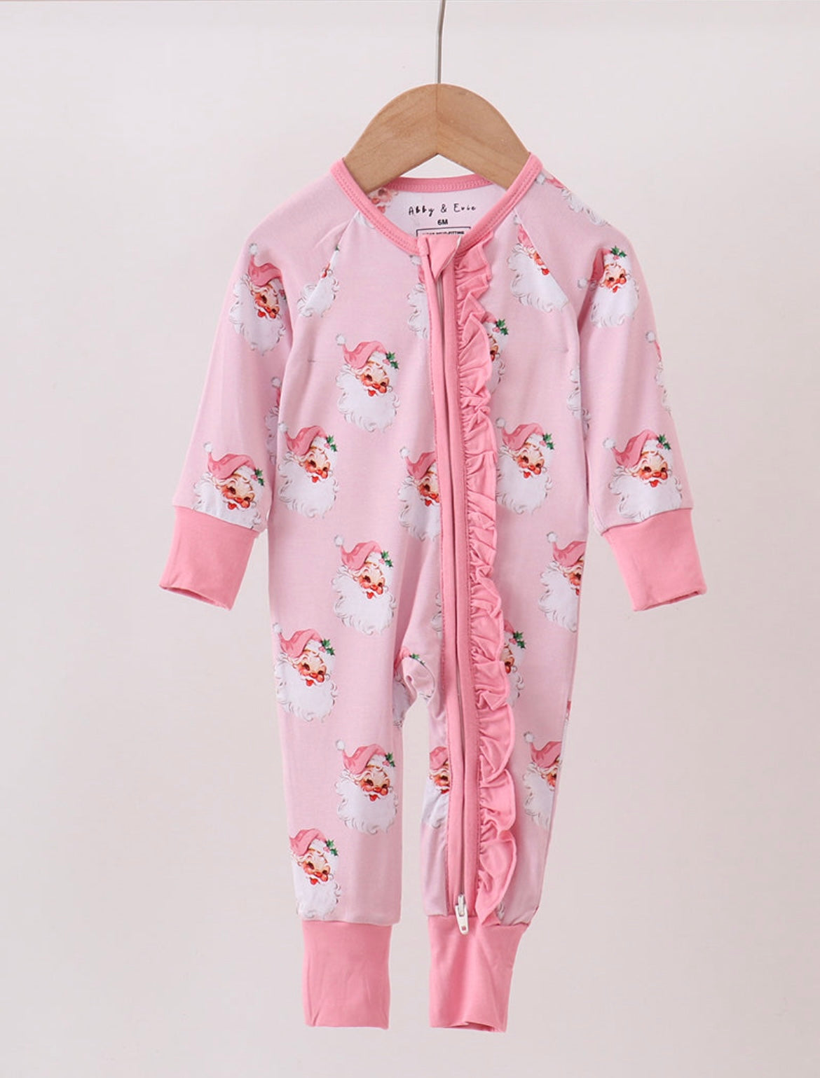 Girls pink Santa bamboo zippy