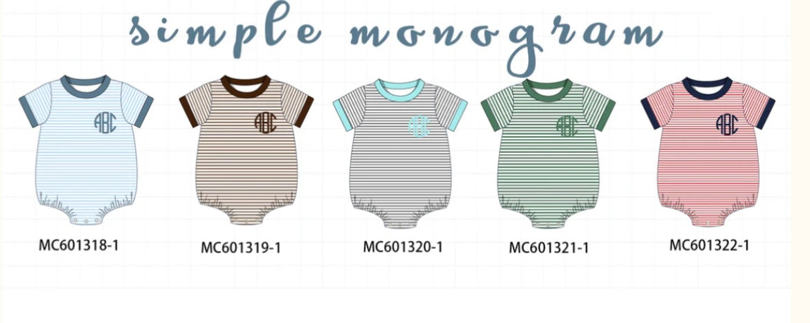 Simple monogram boys bubble
