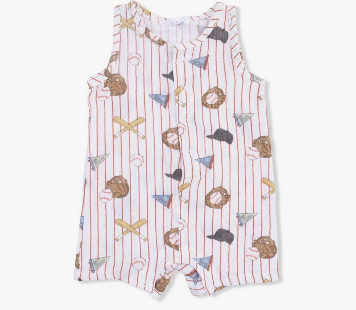 Muslin cloth baseball romper