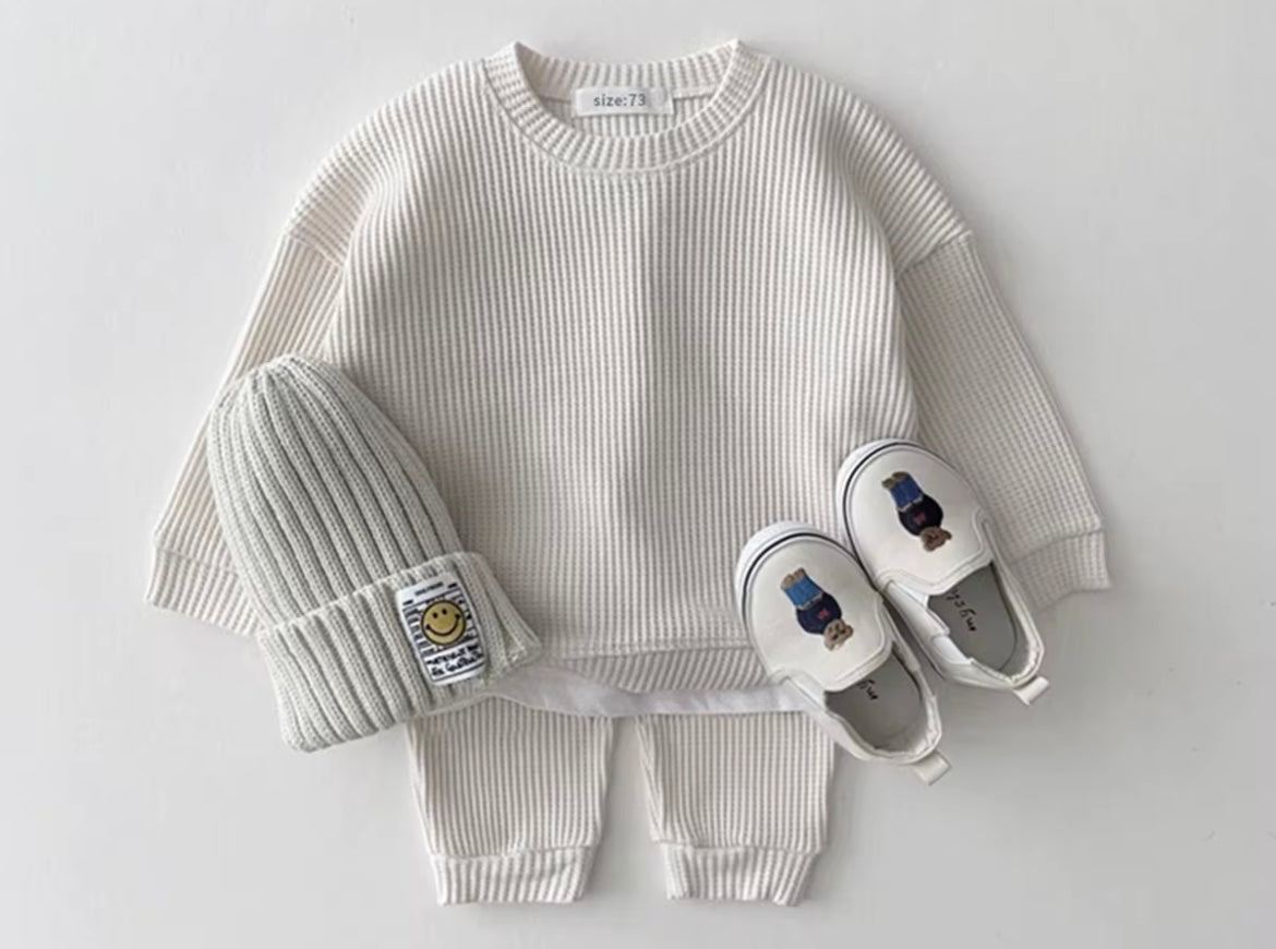 Waffle knit two piece sets