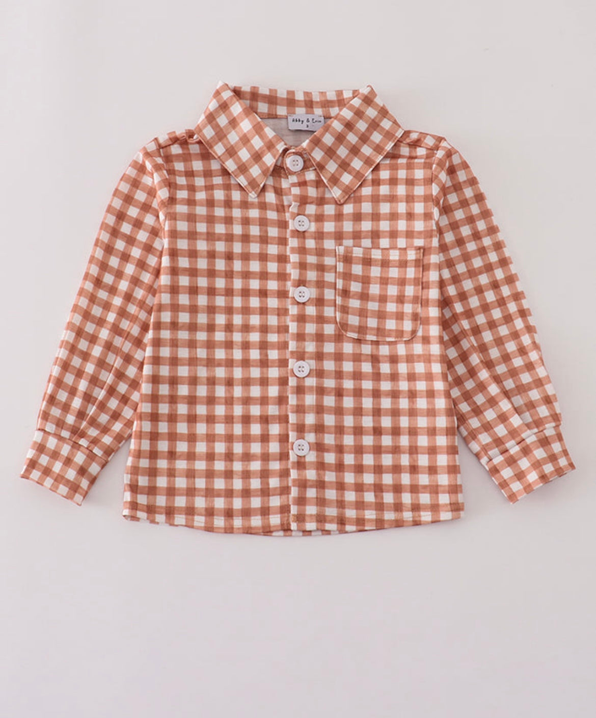 Boys brown gingham polo