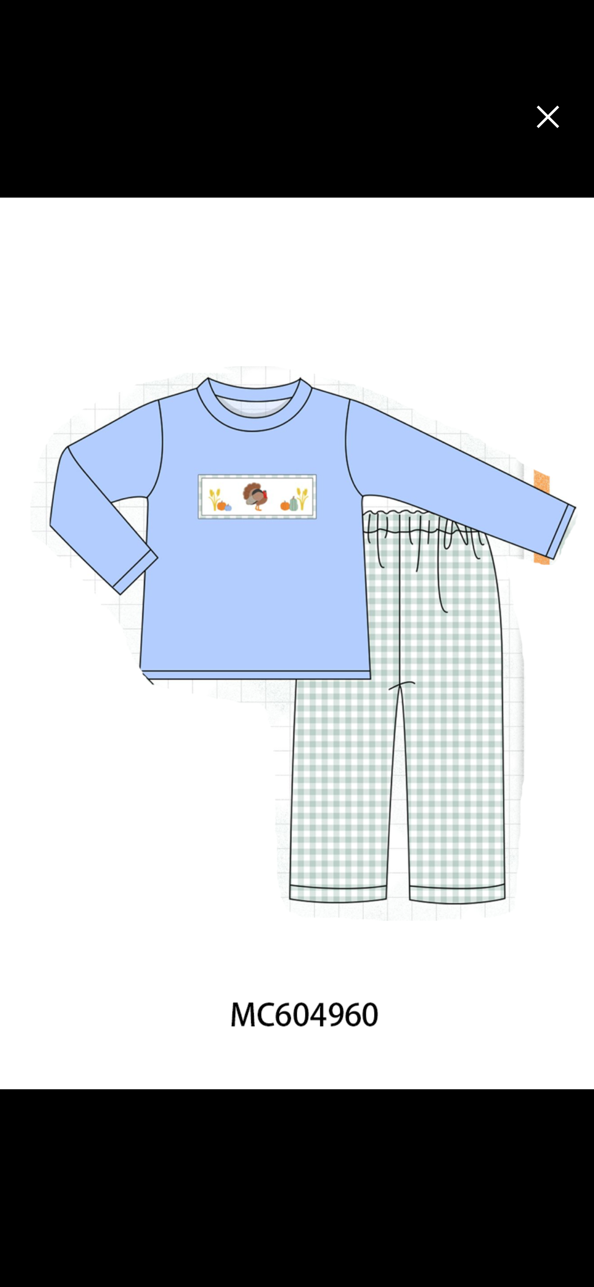 Boys turkey gingham set