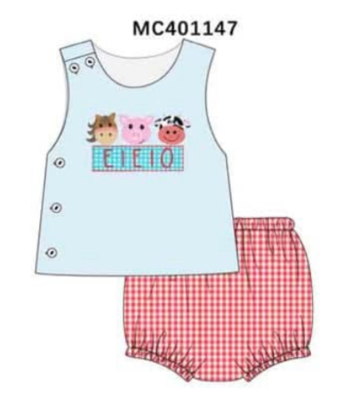 Boys EIEIO appliqué set