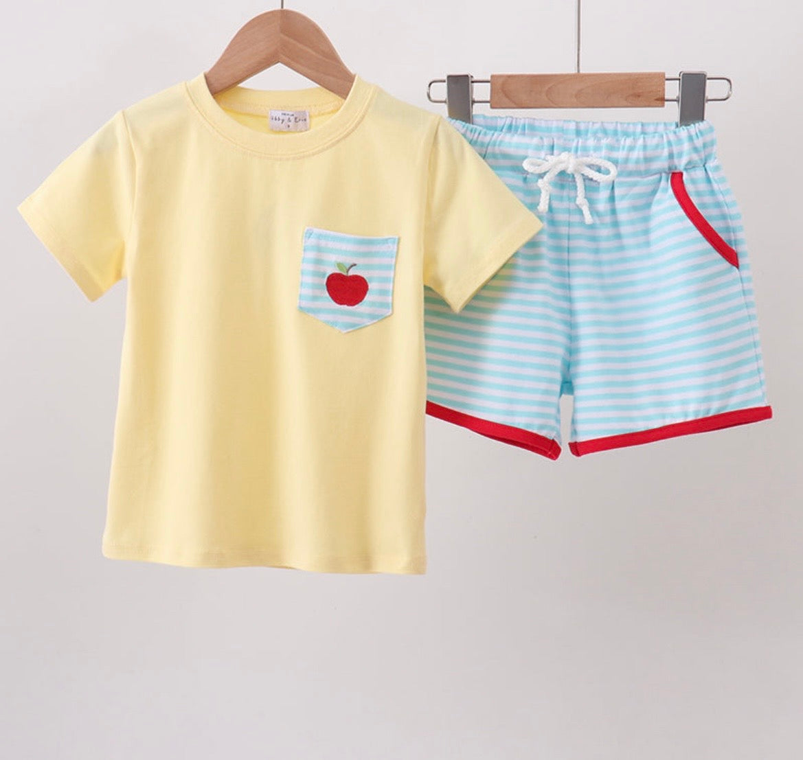 Boys embroidered Apple set