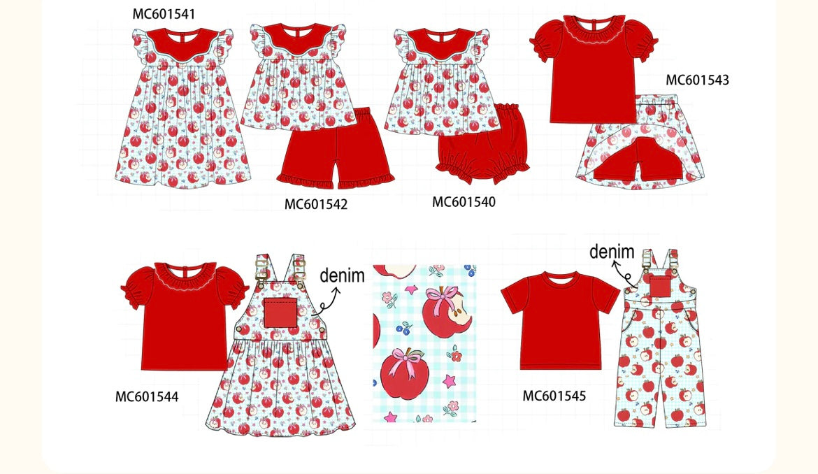 Denim overall apples