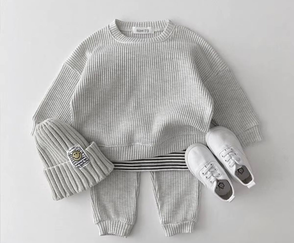Waffle knit two piece sets