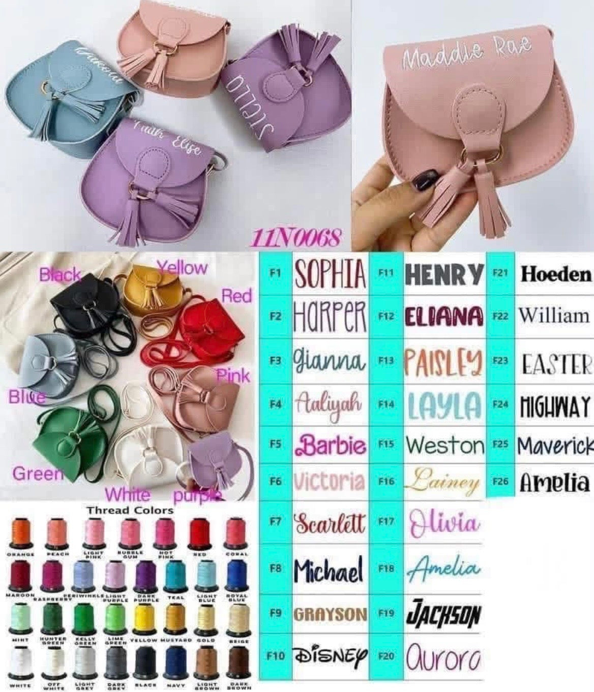 Embroidered toddler purse