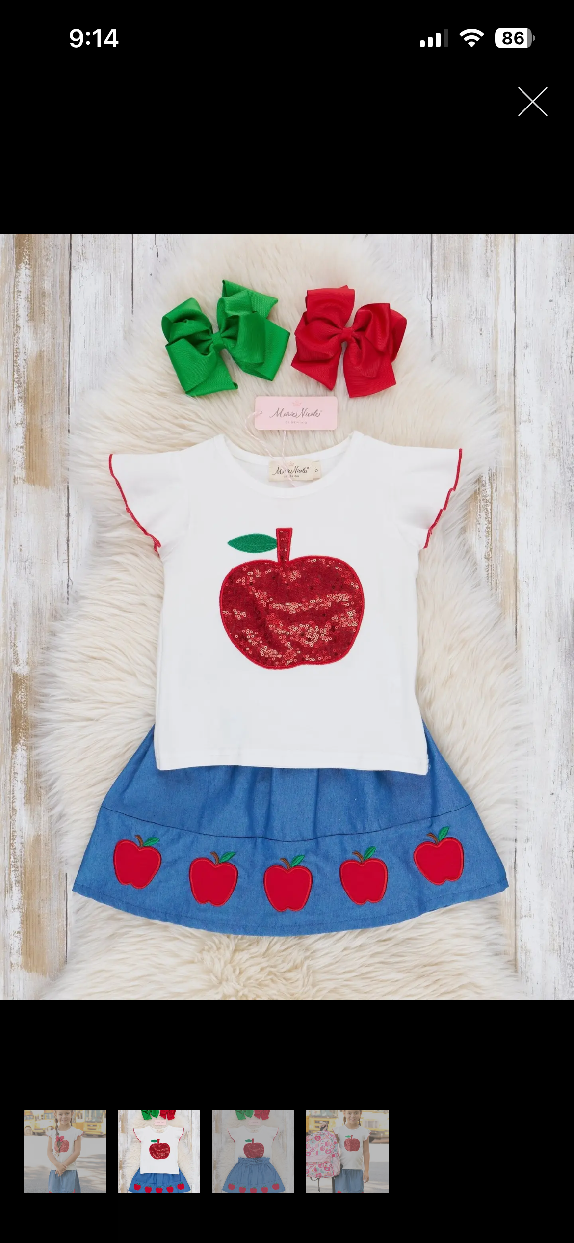 Girls apple skirt set