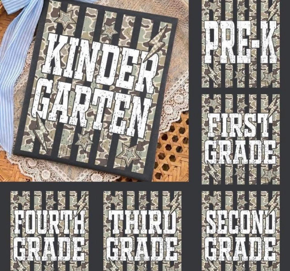 Camo grade level tee-second grade