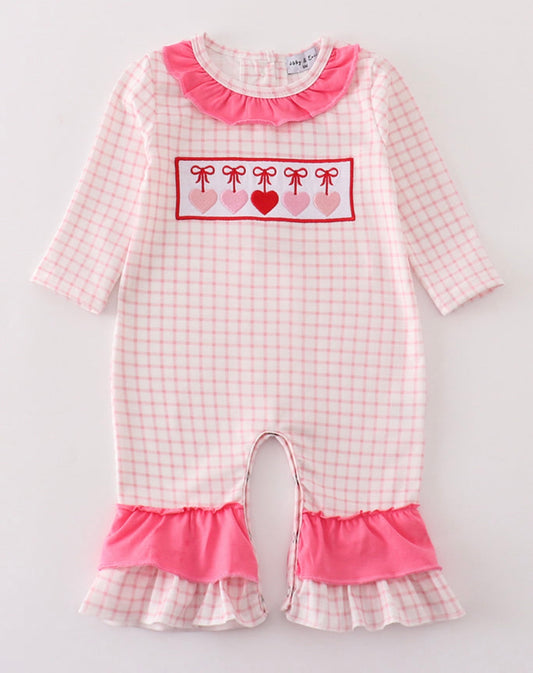 Girls valentines romper