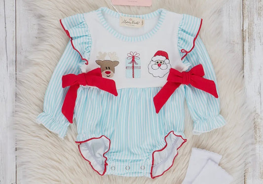 Blue and red girls Santa bubble