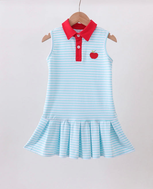 Collared apple embroidered dress