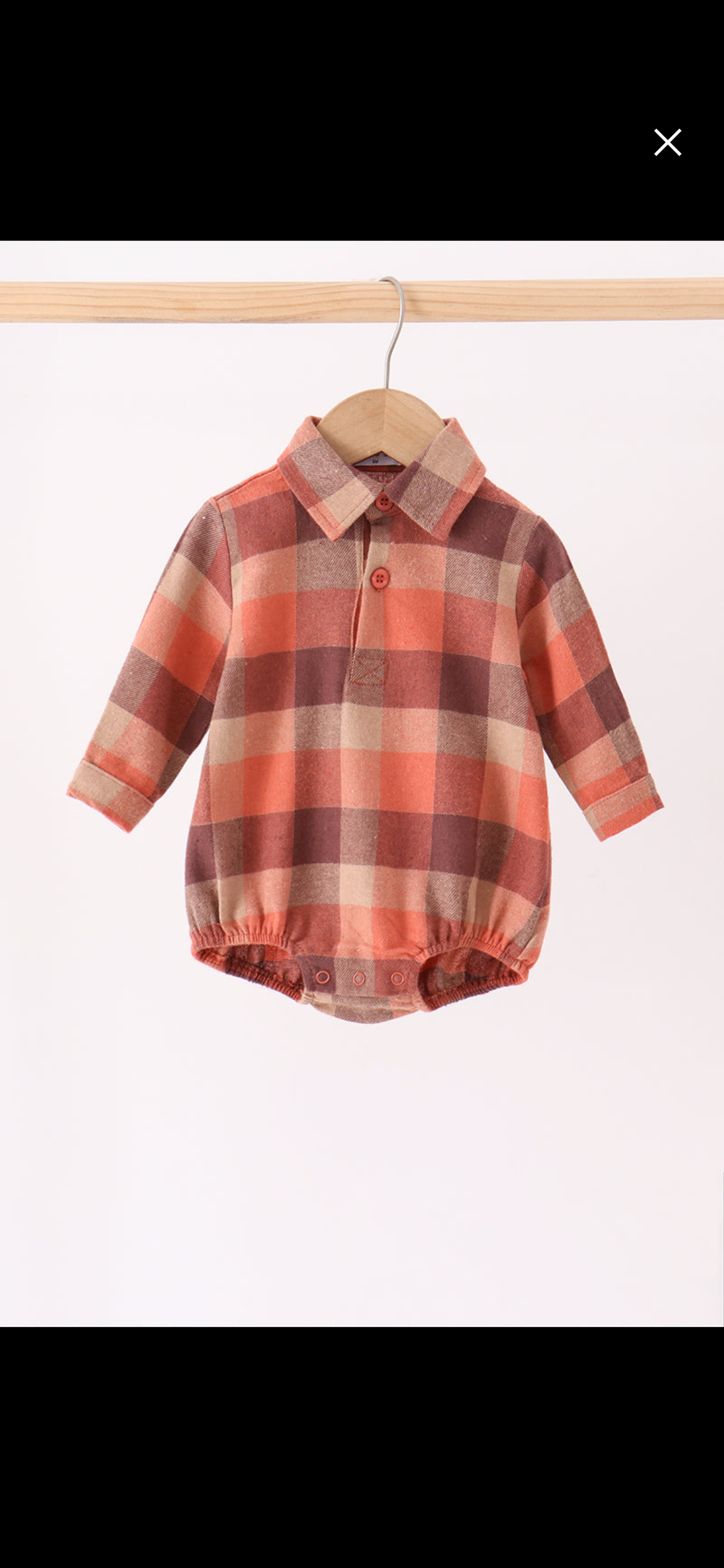 Rust plaid button down bubble