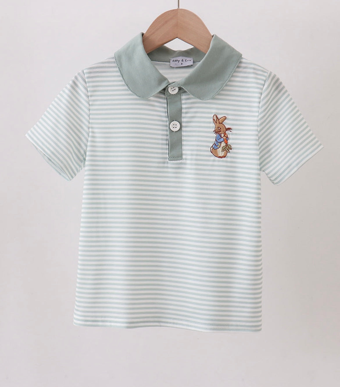 Boys sage Peter rabbit collard shirt