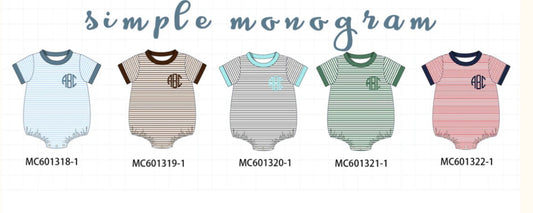 Simple monogram boys bubble