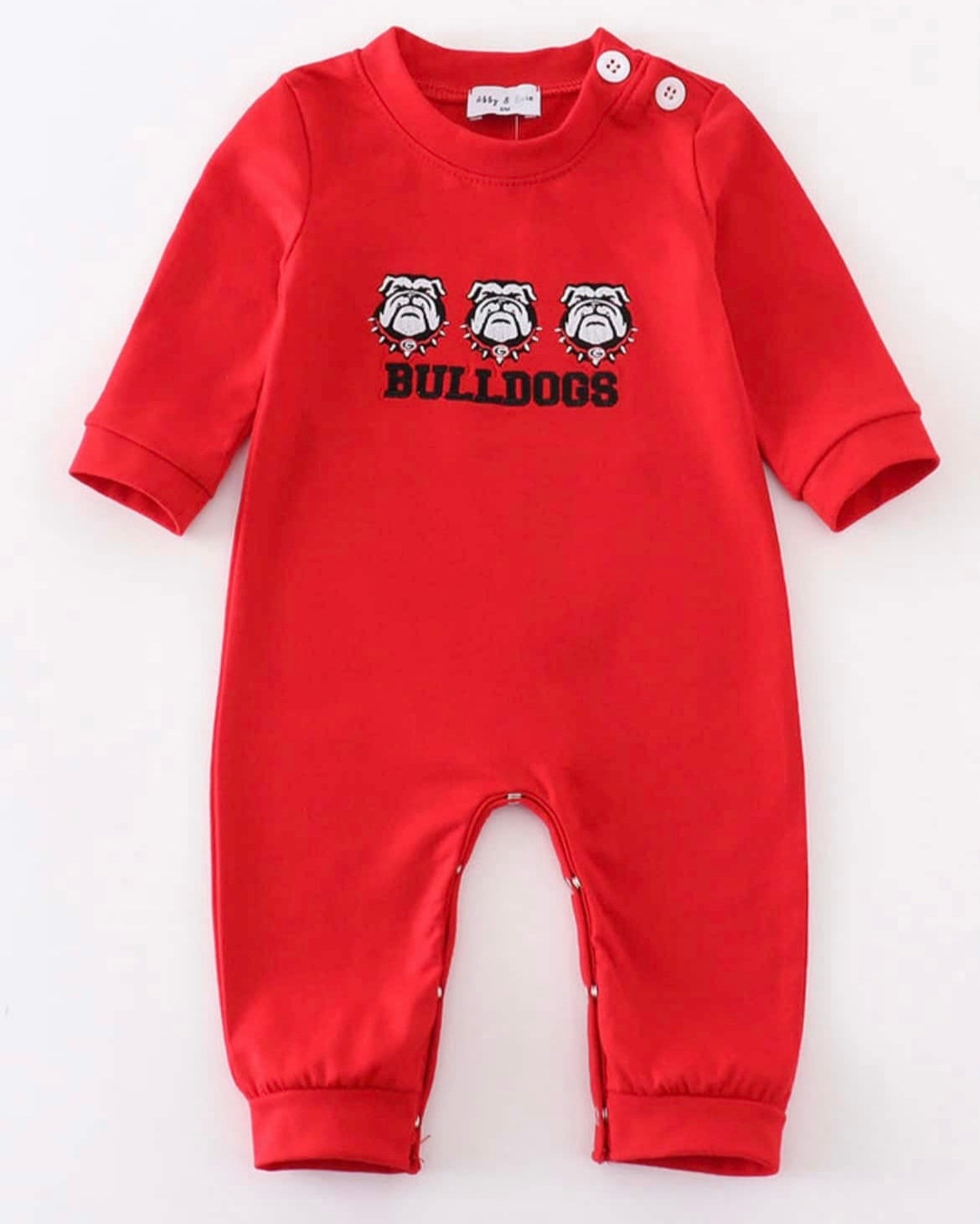 Boys embroidered bulldogs romper