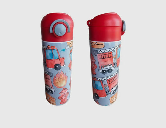 Flip top water bottle with straw