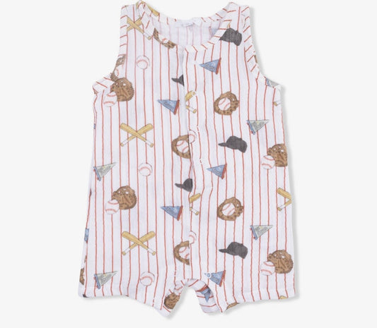 Muslin cloth baseball romper