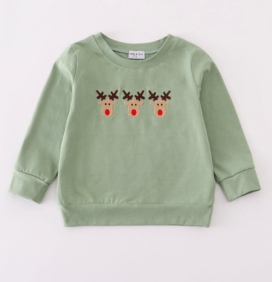 Embroidered reindeer shirt