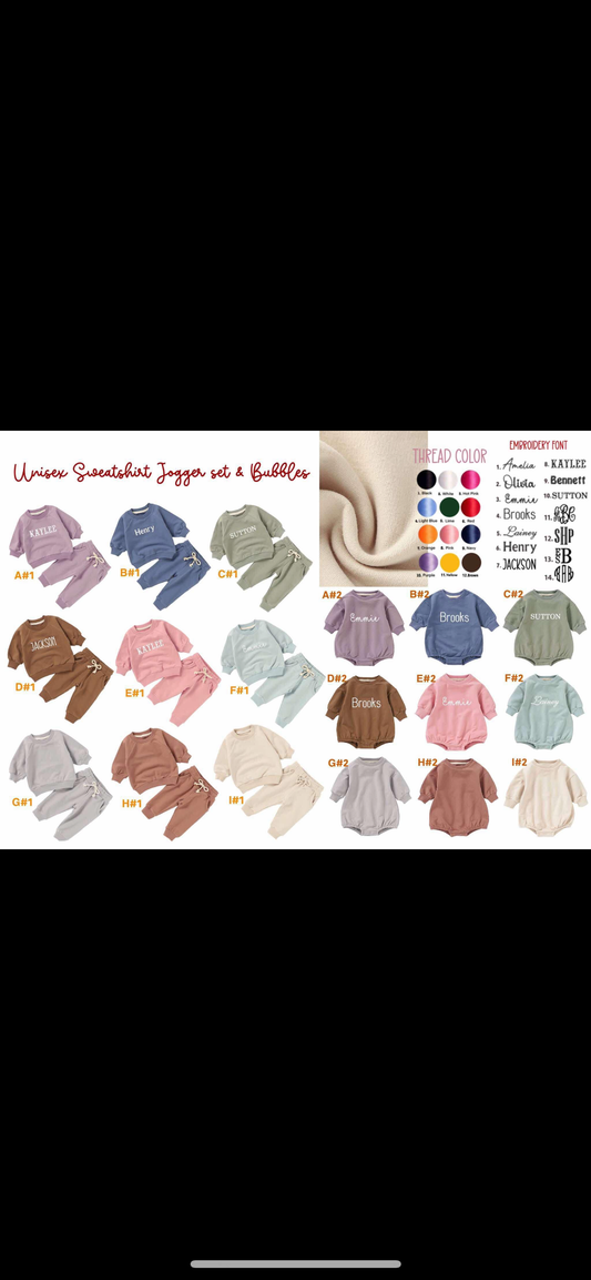 Embroidered name sets