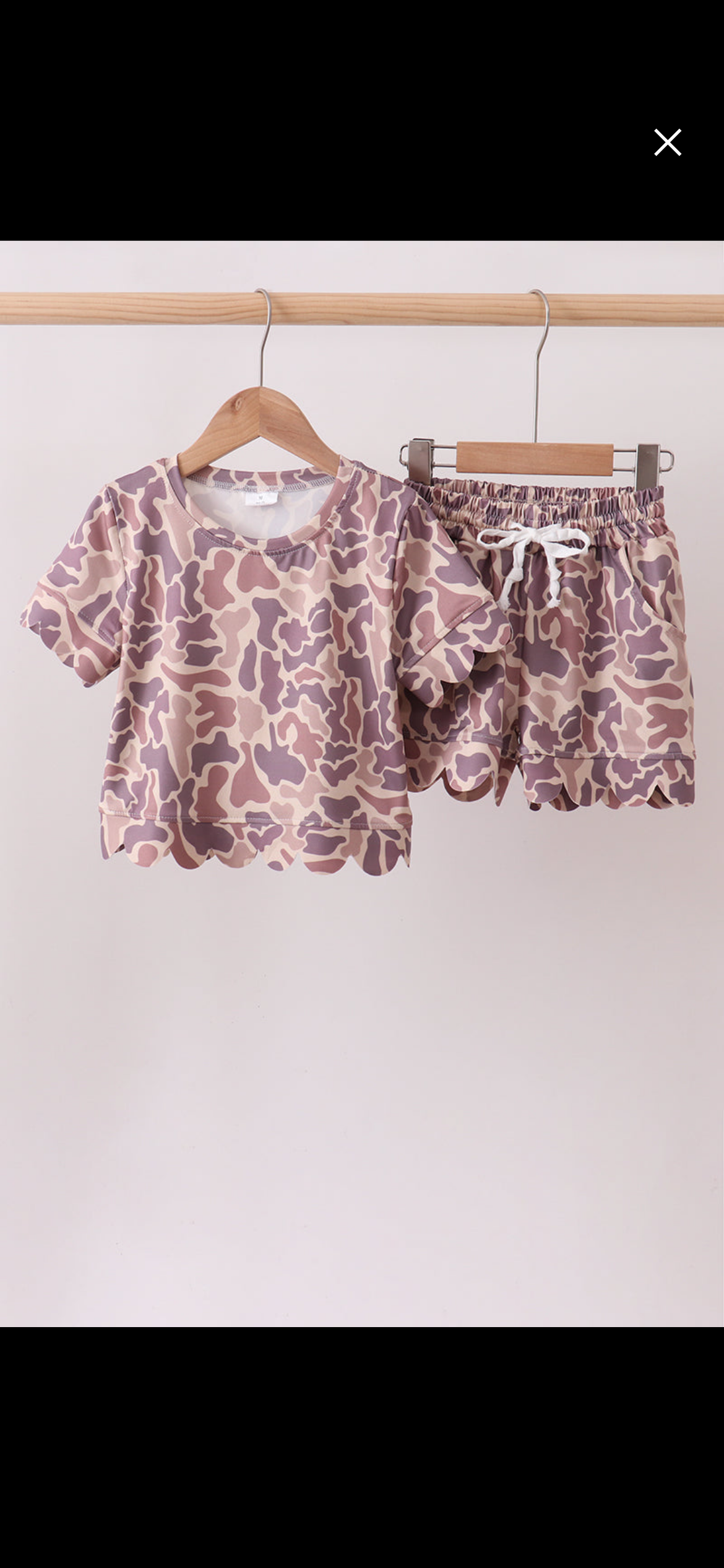 Girls camo scalloped set