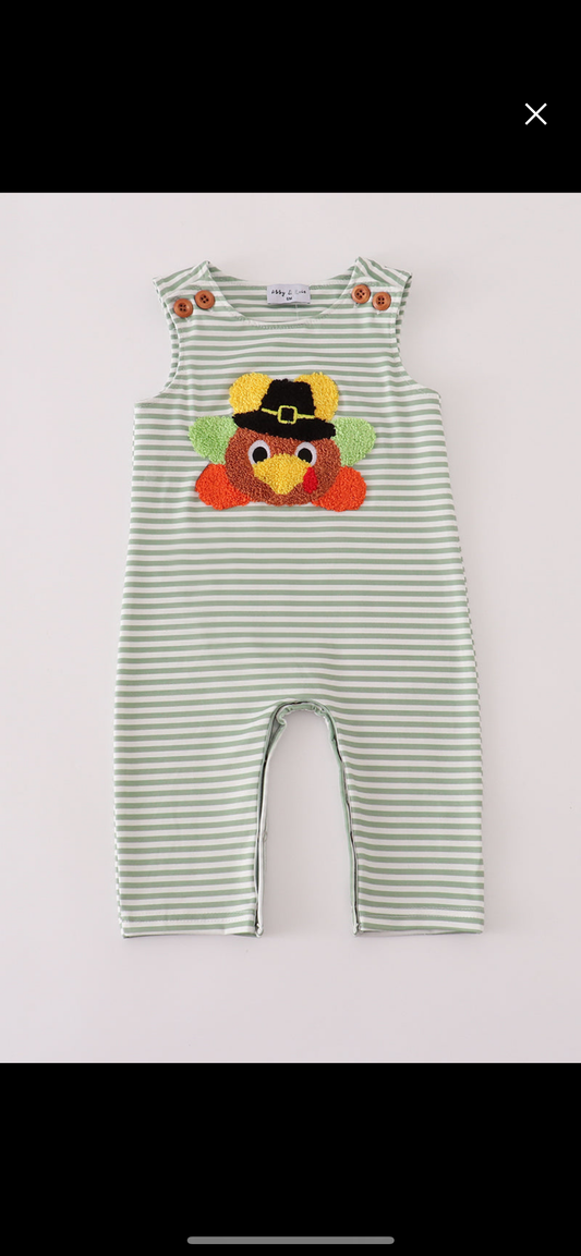 Boys French knot turkey romper