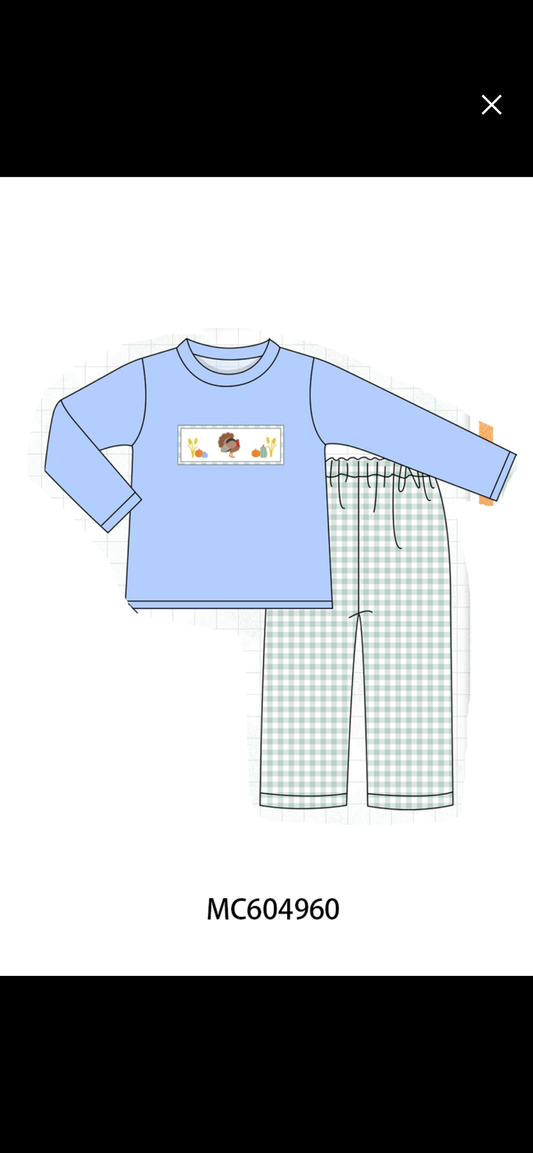 Boys turkey gingham set