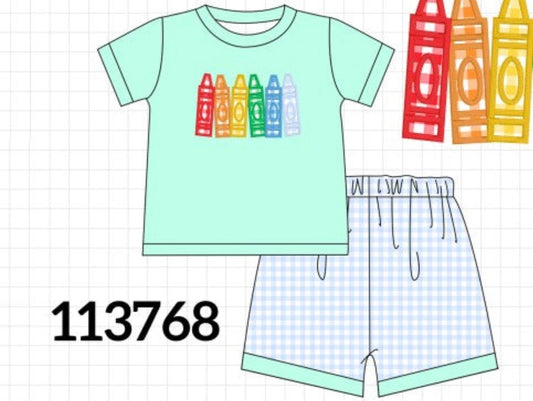 Gingham crayon set