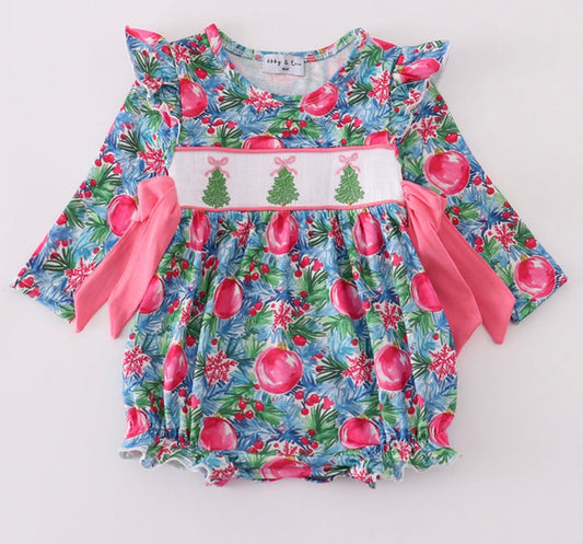Smocked pink Christmas bubble
