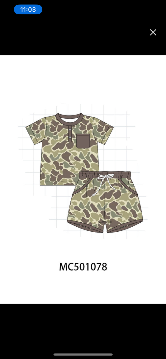 Boys camo short set