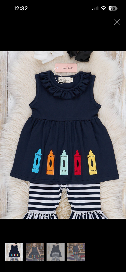 Girls stripes ruffle school set
