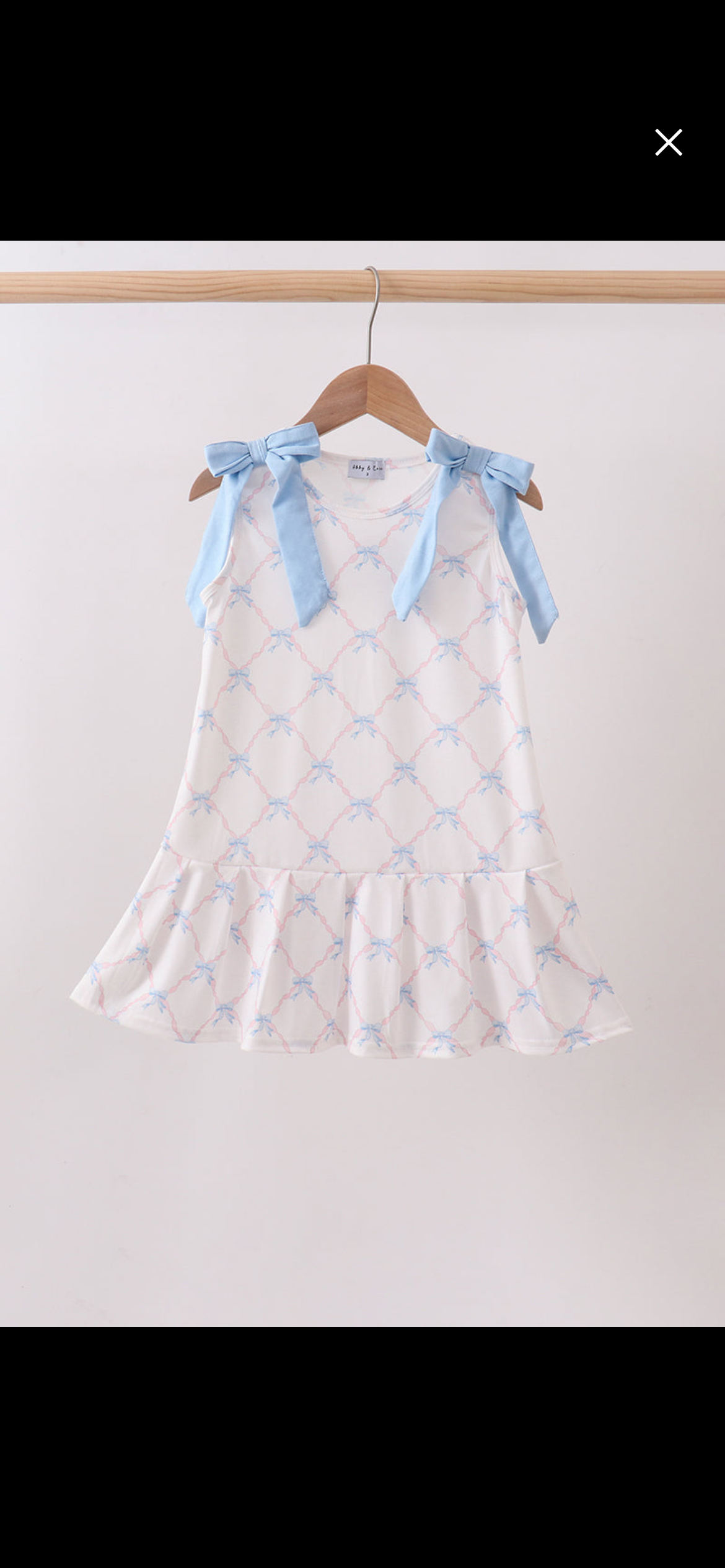 Blue ribbon print dress