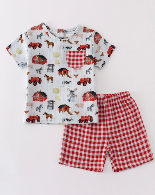 Muslin cloth boys farm set