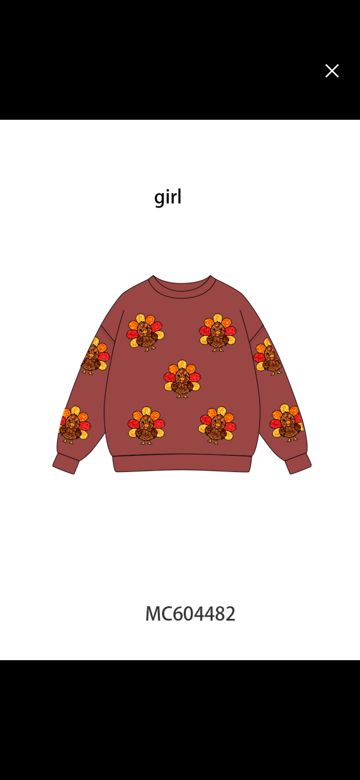Girls sequin turkey pullover