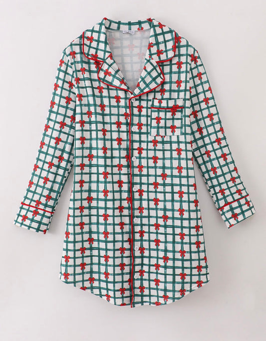 Women’s green plaid gown