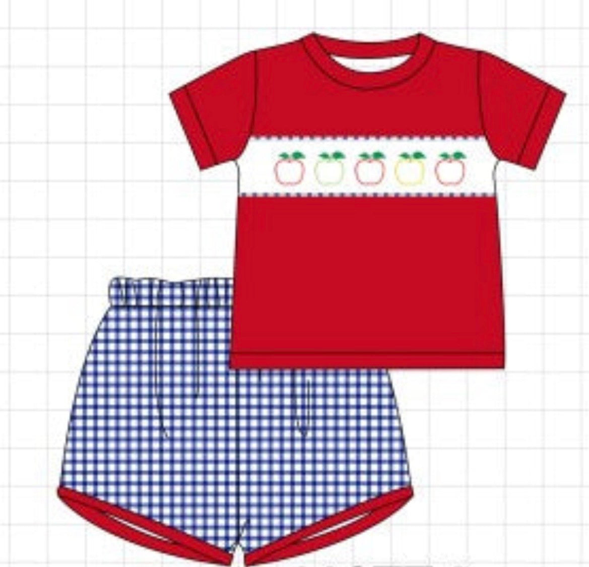 Boys embroidered Apple set