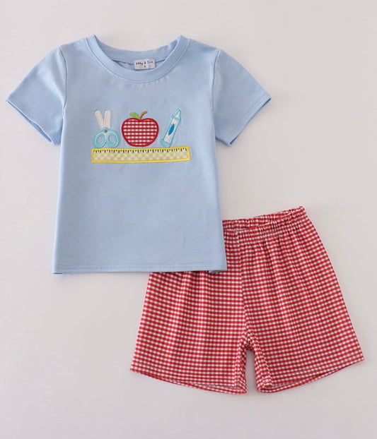 Boys back to school shorts set