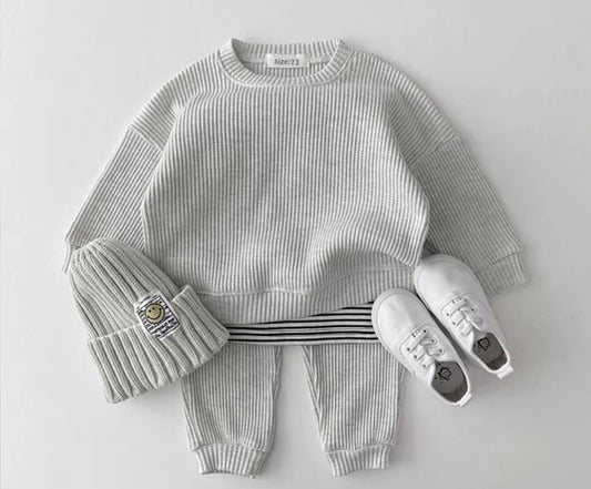 Waffle knit two piece sets