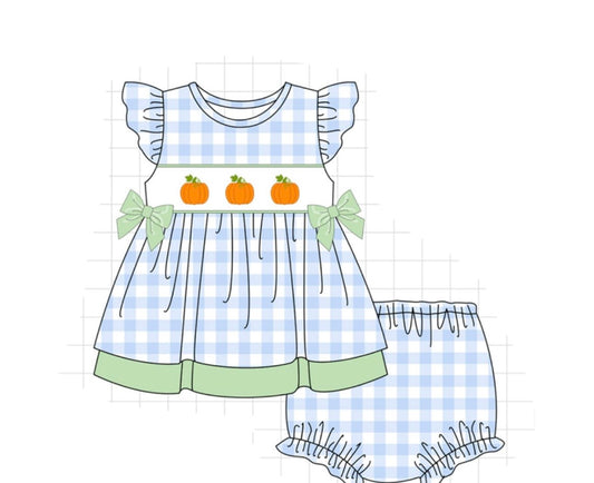 Pumpkin gingham bloomer set