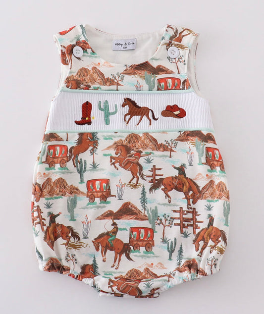 Boys western smocked bubble
