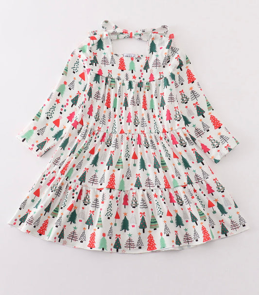 Christmas tree printed dress